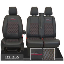 Load image into Gallery viewer, Ford Transit Custom INKA Front Tailored Seat Covers Black Bentley Diamond Quilt MY 2012-23 ( 7 COLORS ) - Custom Professional
