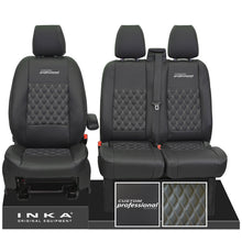 Load image into Gallery viewer, Ford Transit Custom INKA Front Tailored Seat Covers Black Bentley Diamond Quilt MY 2012-23 ( 7 COLORS ) - Custom Professional
