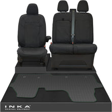 Load image into Gallery viewer, The All New Ford Transit Custom Front 1+2 Tailored Waterproof Seat Covers &amp; Tailored Rubber Mat Black MY 2024+(Choice of 7 Colours)
