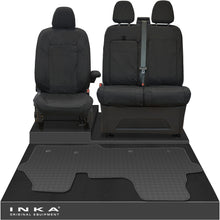 Load image into Gallery viewer, The All New Ford Transit Custom Front 1+2 Tailored Waterproof Seat Covers &amp; Tailored Rubber Mat Black MY 2024+(Choice of 7 Colours)
