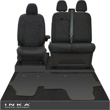 Load image into Gallery viewer, The All New Ford Transit Custom Front 1+2 Tailored Waterproof Seat Covers &amp; Tailored Rubber Mat Black MY 2024+(Choice of 7 Colours)
