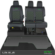 Load image into Gallery viewer, Vauxhall Vivaro MK3 Front 1+2 Bentley Diamond Quilt Leatherette Tailored Seat Covers &amp; Tailored Rubber Mat Black MY19 To Present (Choice of 7 Colours)
