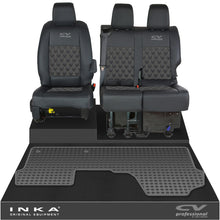 Load image into Gallery viewer, Vauxhall Vivaro MK3 Front 1+2 Bentley Diamond Quilt Leatherette Tailored Seat Covers &amp; Tailored Rubber Mat Black MY19 To Present (Choice of 7 Colours)
