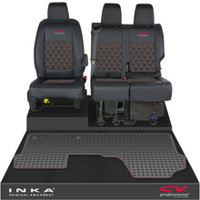 Load image into Gallery viewer, Vauxhall Vivaro MK3 Front 1+2 Bentley Diamond Quilt Leatherette Tailored Seat Covers &amp; Tailored Rubber Mat Black MY19 To Present (Choice of 7 Colours)
