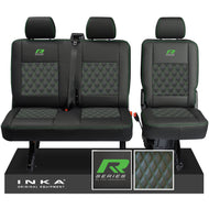 New VW Transporter T6.1, T6, T5.1 Rear 2+1 Bentley Diamond Quilt Tailored Leatherette Seat Covers Black Fits Panel Van & Kombi