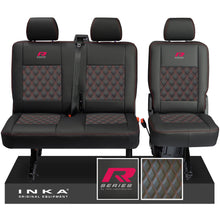 Load image into Gallery viewer, New VW Transporter T6.1, T6, T5.1 Rear 2+1 Bentley Diamond Quilt Tailored Leatherette Seat Covers Black Fits Panel Van &amp; Kombi
