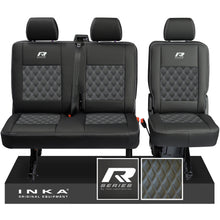 Load image into Gallery viewer, New VW Transporter T6.1, T6, T5.1 Rear 2+1 Bentley Diamond Quilt Tailored Leatherette Seat Covers Black Fits Panel Van &amp; Kombi
