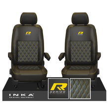 Load image into Gallery viewer, New VW Transporter T6.1, T6, T5.1 Front 1+1 Bentley Diamond Quilt Tailored Leatherette Seat Covers Black Fits Panel Van &amp; Kombi
