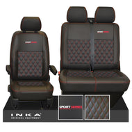 VW Transporter T6.1, T6, T5.1 Front 1+2 Bentley Diamond Quilt Tailored Leatherette Seat Covers Black Fits Panel Van & Kombi