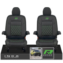 Load image into Gallery viewer, New VW Transporter T7 Panel Van INKA Front Bentley Leatherette Tailored Seat Cover Set Black MY25 Onwards
