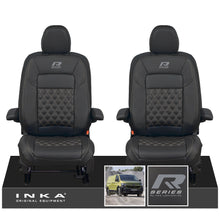 Load image into Gallery viewer, New VW Transporter T7 Panel Van INKA Front Bentley Leatherette Tailored Seat Cover Set Black MY25 Onwards
