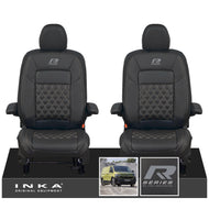 New VW Transporter T7 Panel Van INKA Front Bentley Leatherette Tailored Seat Cover Set Black MY25 Onwards