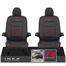 Load image into Gallery viewer, New VW Transporter T7 Panel Van INKA Front Bentley Leatherette Tailored Seat Cover Set Black MY25 Onwards

