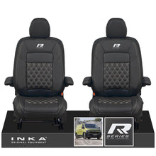 Load image into Gallery viewer, New VW Transporter T7 Panel Van INKA Front Bentley Leatherette Tailored Seat Cover Set Black MY25 Onwards
