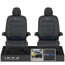 Load image into Gallery viewer, New VW Transporter T7 Panel Van INKA Front Bentley Leatherette Tailored Seat Cover Set Black MY25 Onwards
