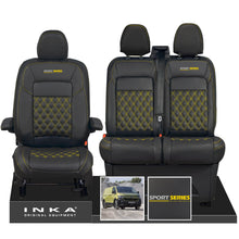 Load image into Gallery viewer, New VW Transporter T7 Panel Van INKA Front Bentley Leatherette Tailored Seat Cover Set Black MY25 Onwards
