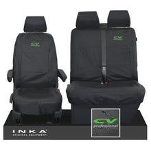 Load image into Gallery viewer, VW Transporter Shuttle T6.1, T6 Front 1+2 Tailored Waterproof Seat Covers Black MY-15-23 - CV Professional Embroidery
