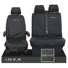 Load image into Gallery viewer, VW Transporter Shuttle T6.1, T6 Front 1+2 Tailored Waterproof Seat Covers Black MY-15-23 - Sport-Series Embroidery
