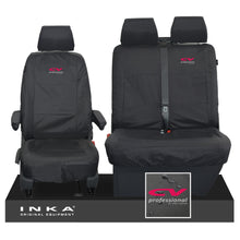 Load image into Gallery viewer, VW Transporter Shuttle T6.1, T6 Front 1+2 Tailored Waterproof Seat Covers Black MY-15-23 - CV Professional Embroidery

