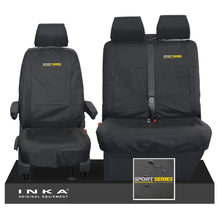Load image into Gallery viewer, VW Transporter Shuttle T6.1, T6 Front 1+2 Tailored Waterproof Seat Covers Black MY-15-23 - Sport-Series Embroidery
