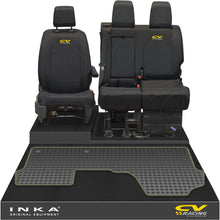 Load image into Gallery viewer, Vauxhall Opel Vivaro INKA Front 1+2 Tailored Waterproof Seat Covers &amp; Tailored Rubber Mat Black MY19 to Present - CV Racing Embroidery
