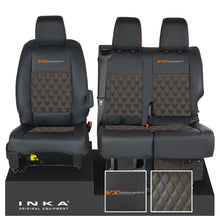 Load image into Gallery viewer, Vauxhall Vivaro MK3 Front 1+2 INKA Bentley Diamond Quilt Leatherette Tailored Seat Covers Black MY19 Onwards
