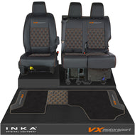 Vauxhall Vivaro MK3 Front 1+2 Bentley Leatherette Tailored Seat Covers & Matching Tailored Floor Mat Black MY19 Onwards