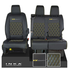 Load image into Gallery viewer, Vauxhall Vivaro MK3 Front 1+2 INKA Bentley Diamond Quilt Leatherette Tailored Seat Covers Black MY19 Onwards
