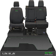 Vauxhall Opel Vivaro INKA Front 1+2 Tailored Waterproof Seat Covers & Tailored Rubber Mat Black MY19 to Present