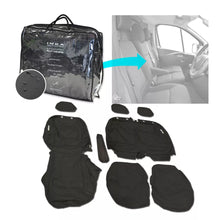Load image into Gallery viewer, Nissan Primastar Front 1+2 Fully Tailored Waterproof Seat Covers Black MY 22+ - Split Base &amp; Solid Backrest
